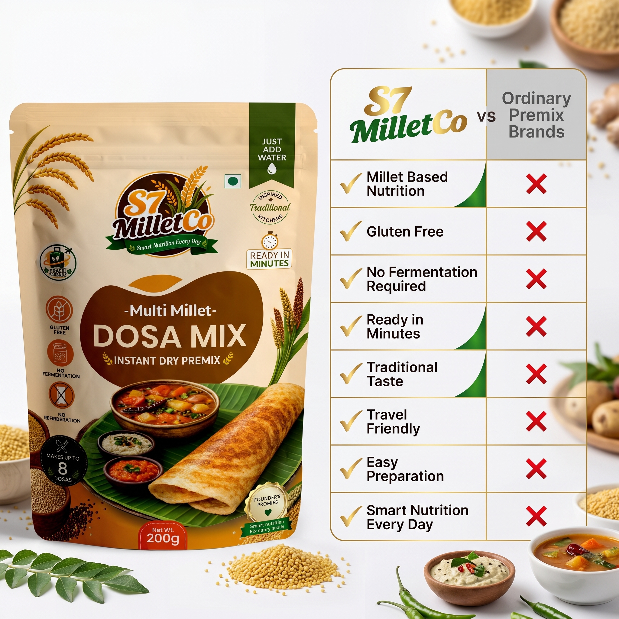 Multi Millet Dosa Mix | Just Add Water | 200g — image 5