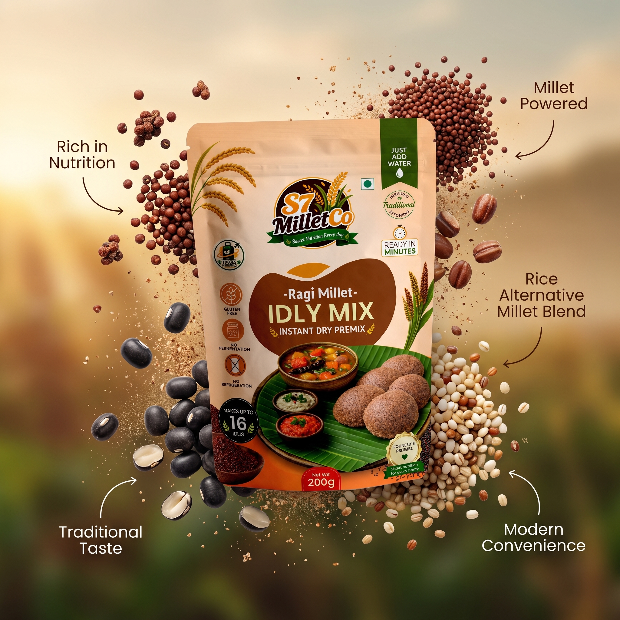 Ragi Millet Idly Mix | Just Add Water | 200g — image 3
