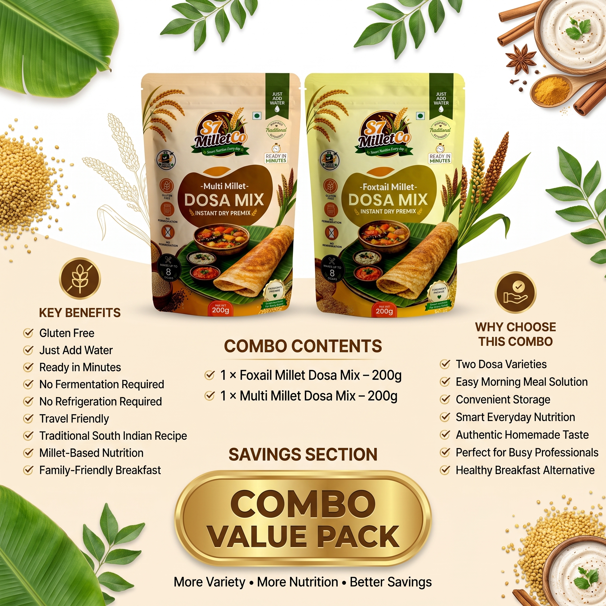Millet Dosa Duo  | Just Add Water | 400g — image 4
