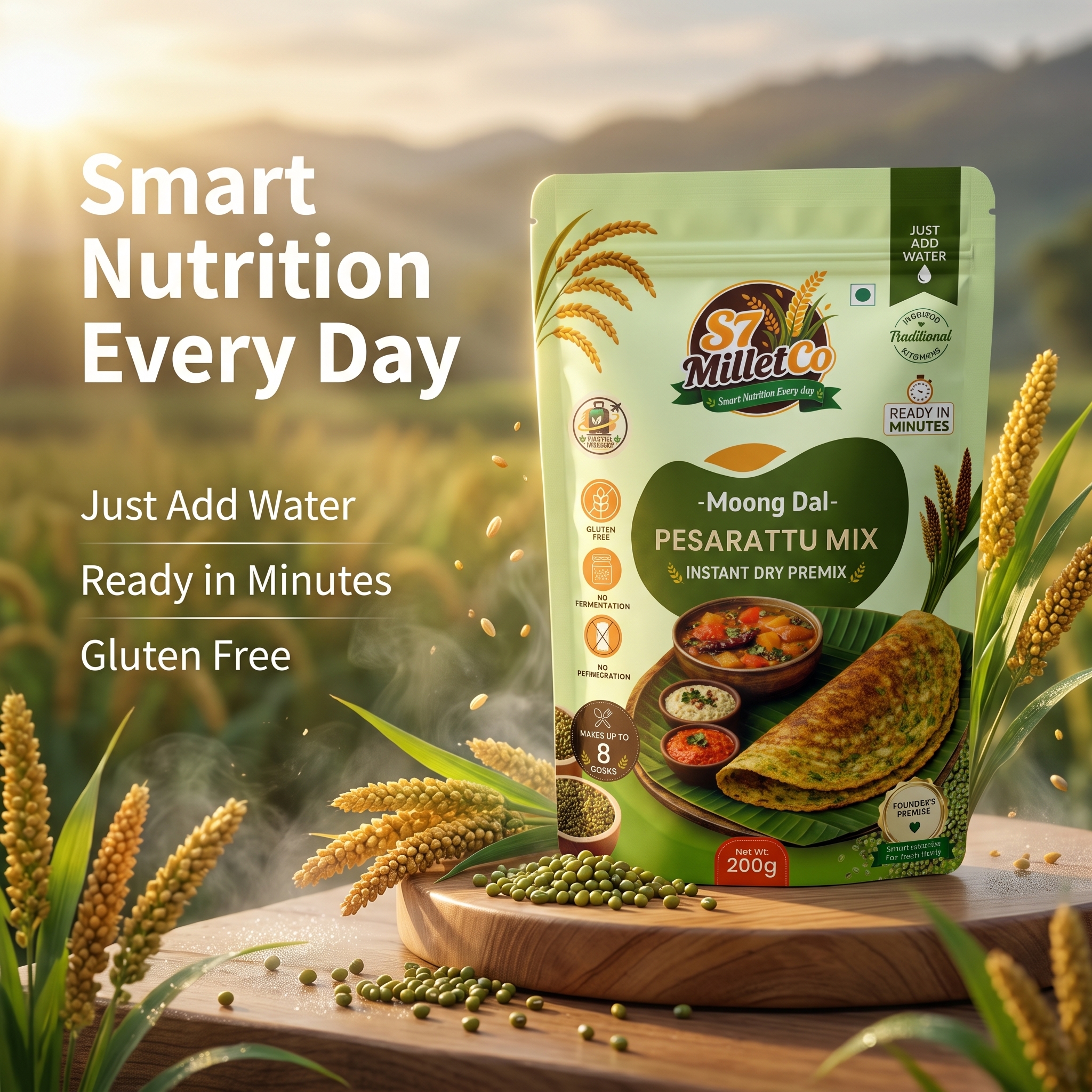Moong Dal Pesarattu Mix | Just Add Water | 200g — image 2