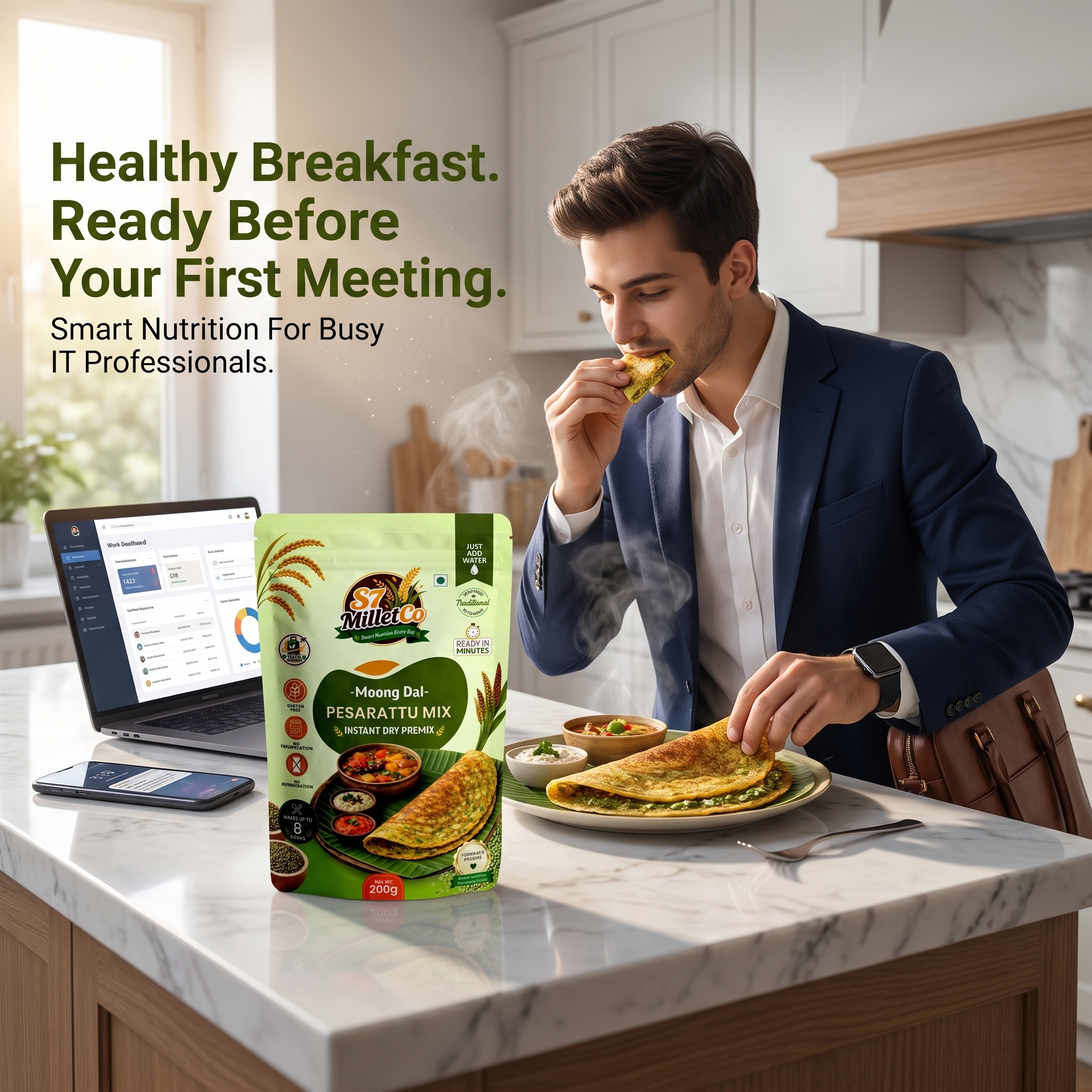 Moong Dal Pesarattu Mix | Just Add Water | 200g — image 5